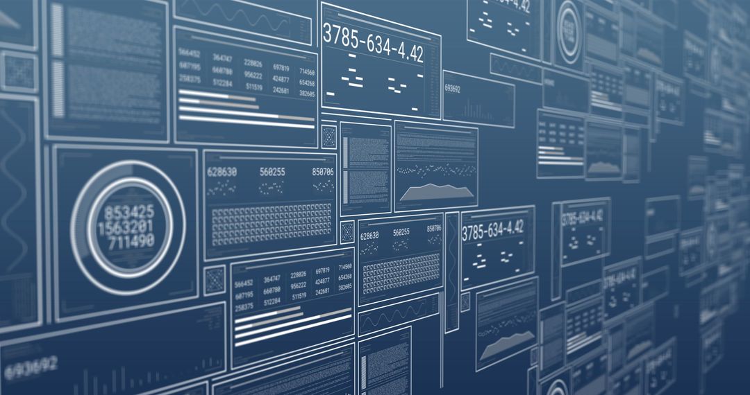 Digital Data Analysis Displays with Blue Background