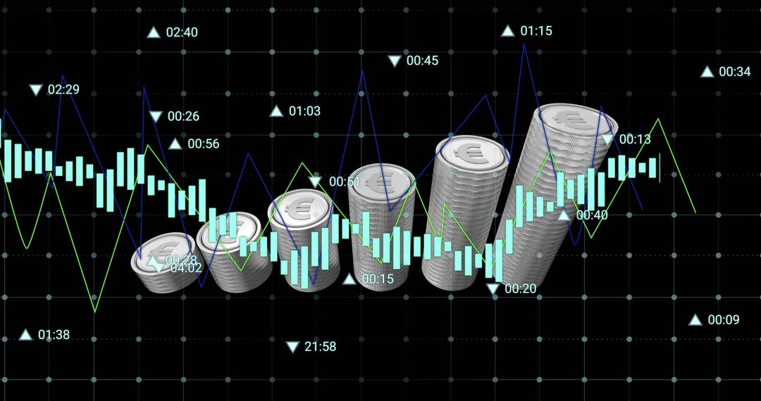 Digital Finance Concept with Coins and Data Analysis