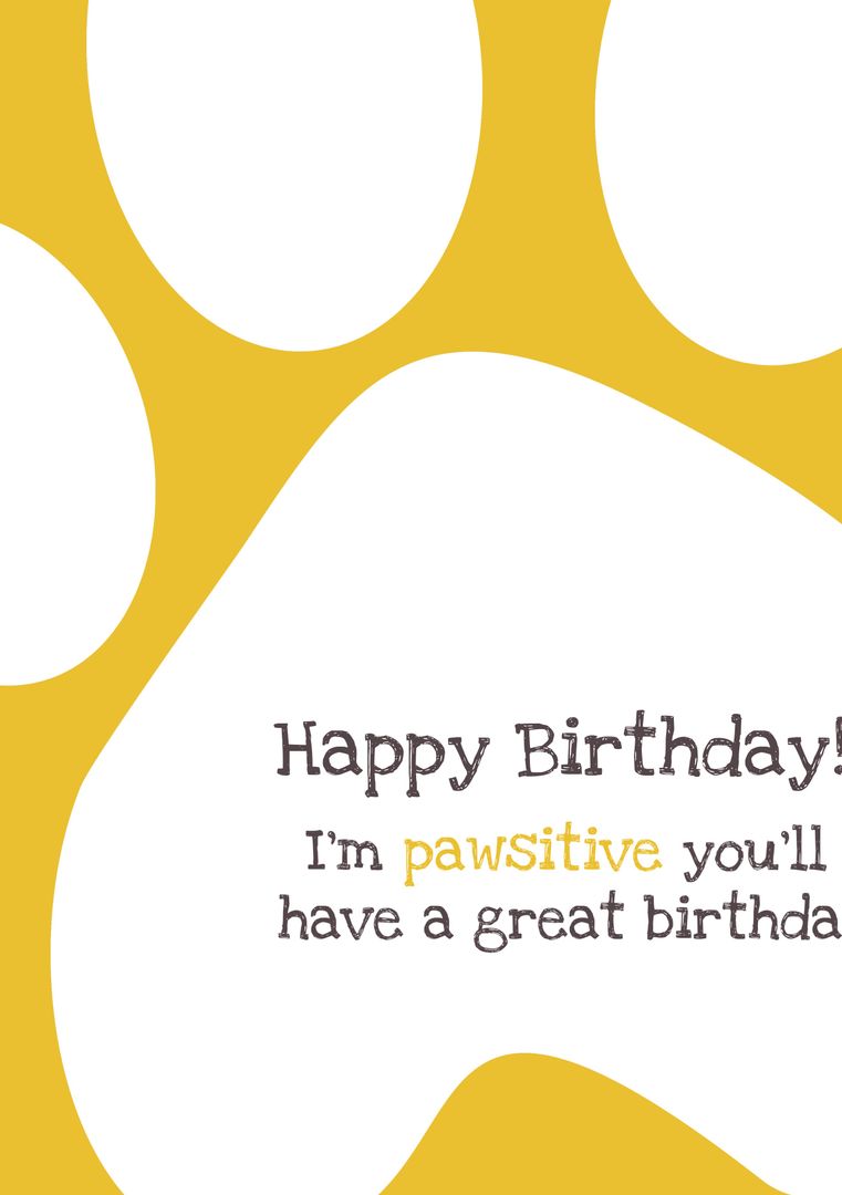 Paw Print Birthday Card with Fun Paw Positive Message