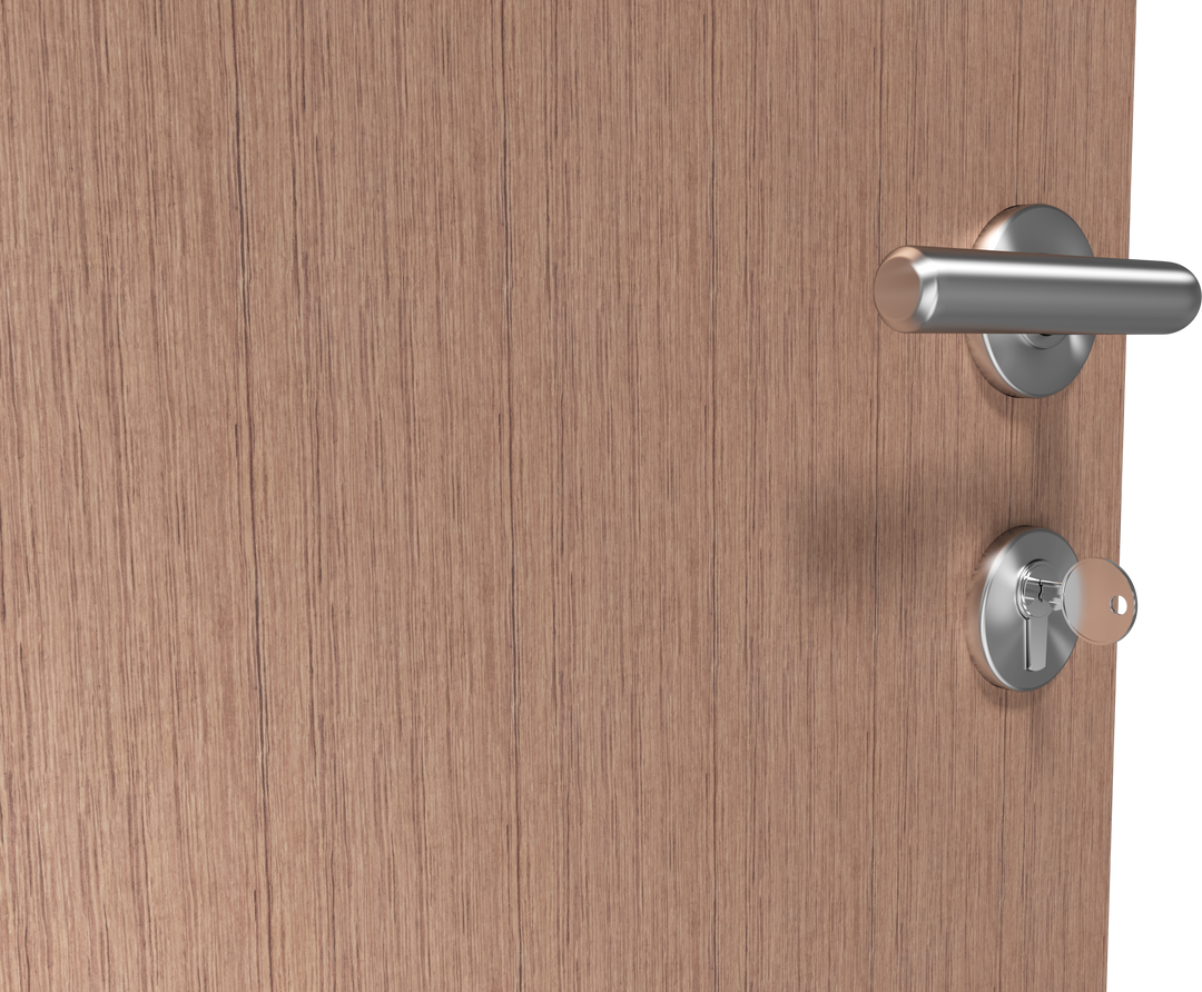 Transparent Wooden Door with Metal Handle and Key in Lock - Download Free Stock Images Pikwizard.com