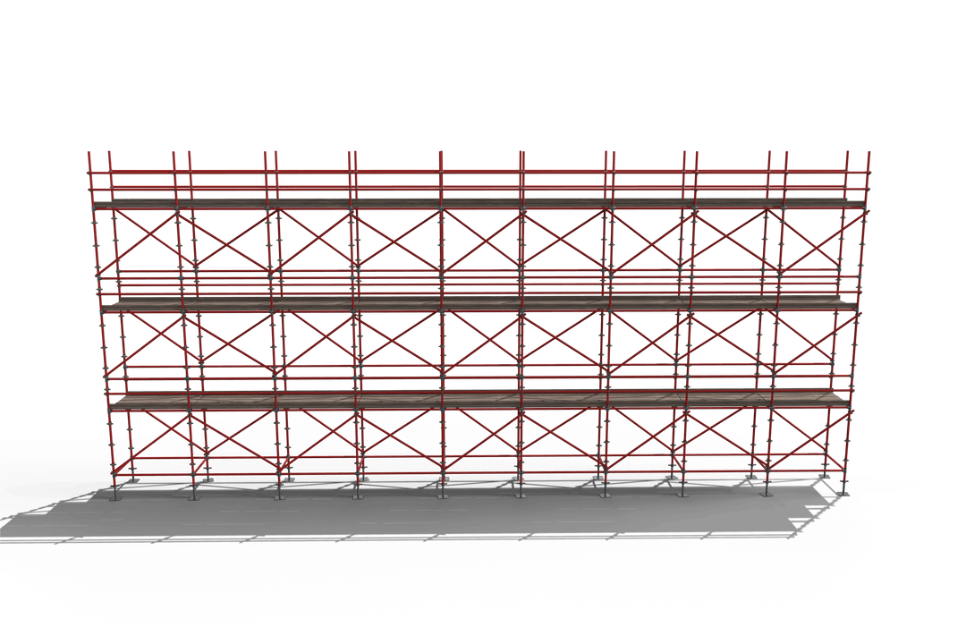 Transparent Red Metal Grate with Crossbar Structure 3D Illustration