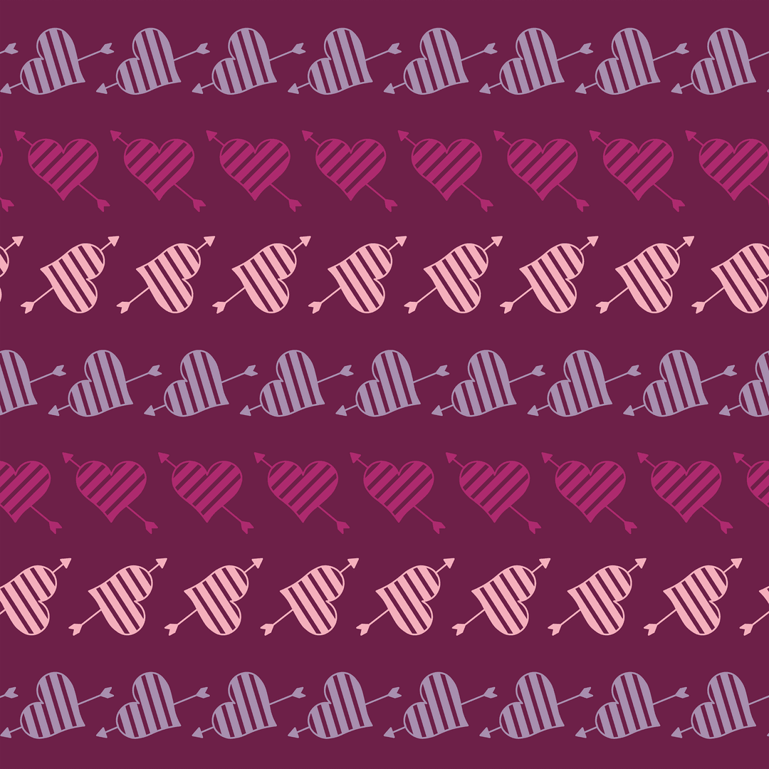 Seamless Heart and Arrow Pattern on Burgundy Background for Decorative Uses