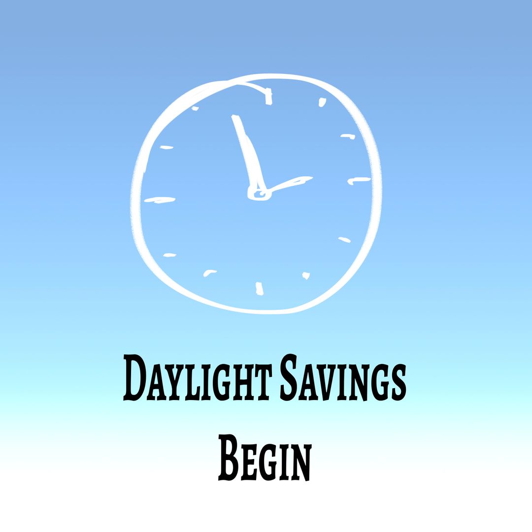 Daylight Savings Begin Concept with Clock Illustration on Blue Background - Download Free Stock Templates Pikwizard.com