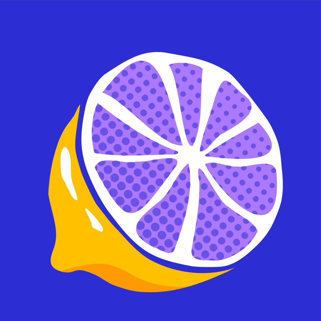 Vibrant Citrus Fruit Slice Flat Design on Transparent Background