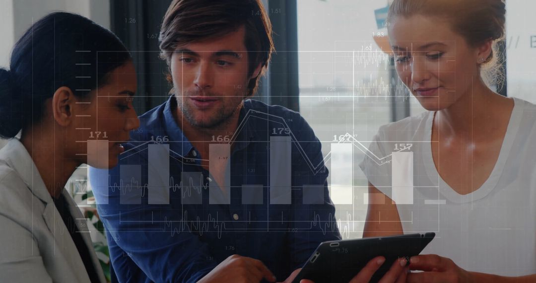 Diverse Colleagues Collaborating on Financial Data Analytics