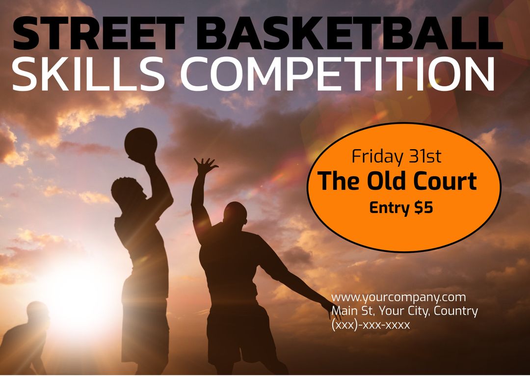 Dynamic Street Basketball With Sunset for Event Promotion