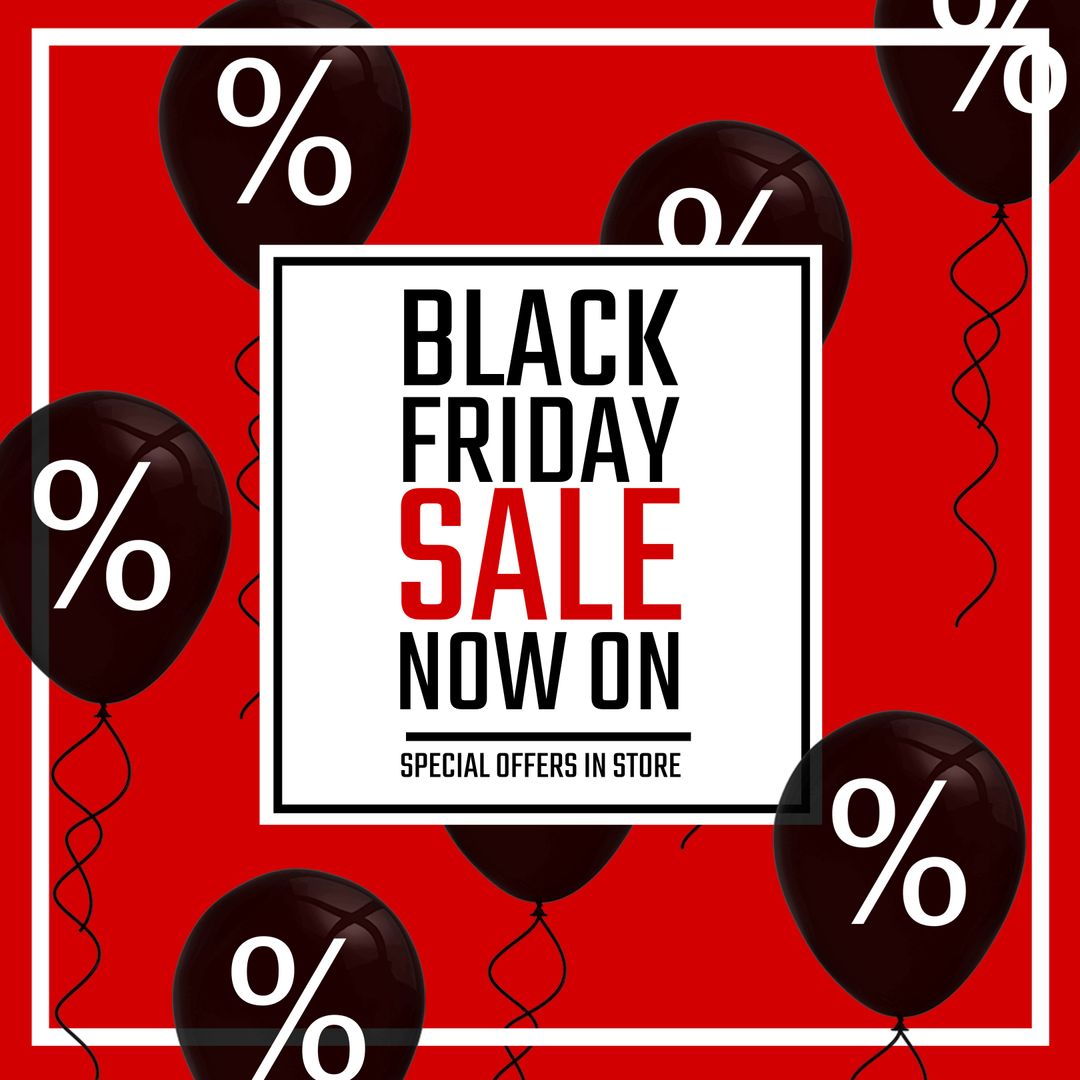Bold Black Friday Sale Promotion with Floating Balloons