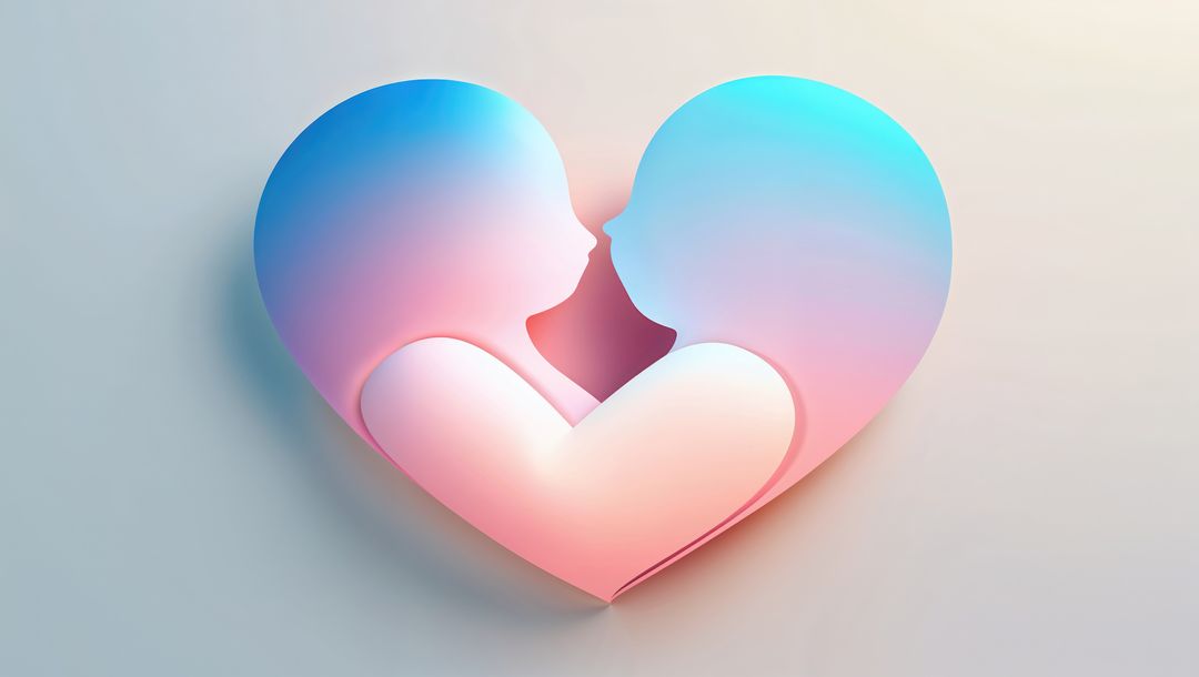 Abstract Human Profiles Forming Heart Symbol