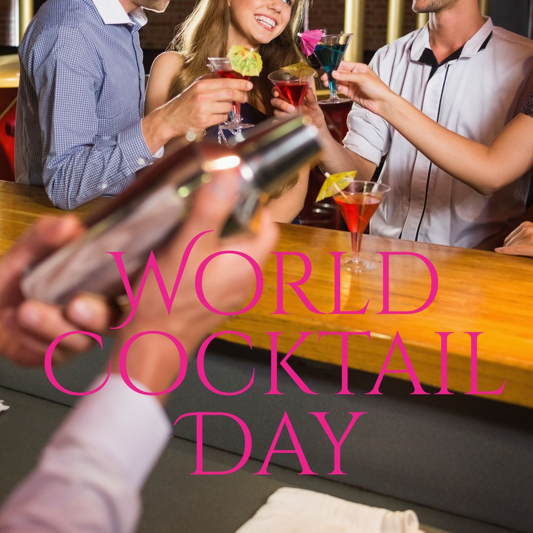 Friends Celebrating World Cocktail Day at a Bar