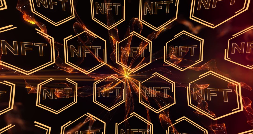 NFT Hexagonal Design with Digital Light Effects