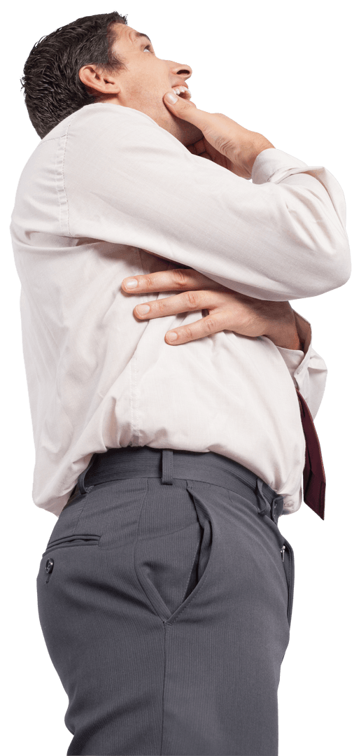 Transparent Businessman in Thoughtful Pose