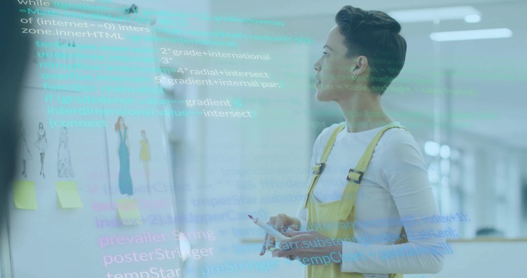 Creative Professional Analyzing Design and Code in Modern Studio