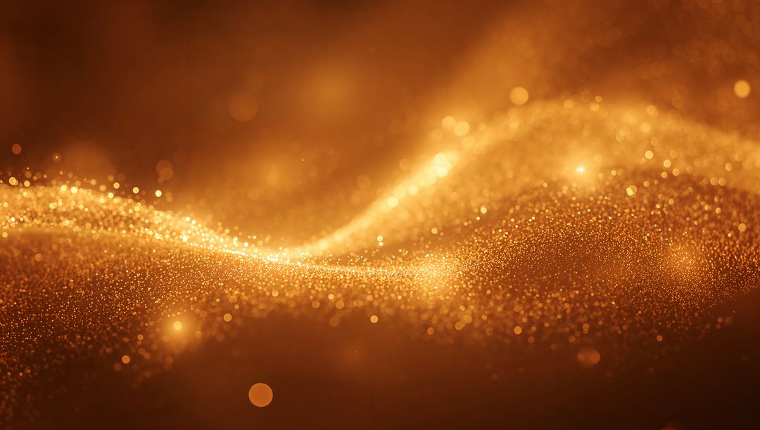 Shimmering Golden Particle Waves with Bokeh Glow for Luxury Abstract Background Texture