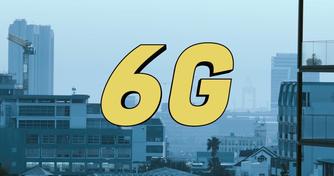 Digital Transformation 6G Sign Over Cityscape