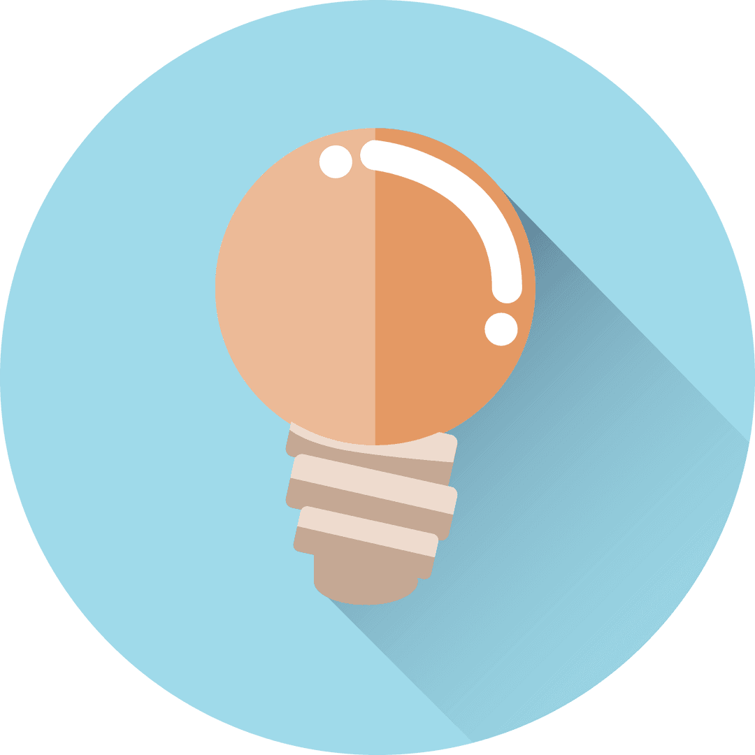 Transparent Light Bulb Icon in Blue Circular Background Vector