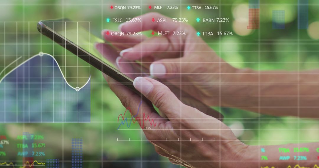 Hands Using Tablet with Interactive Data Visualizations