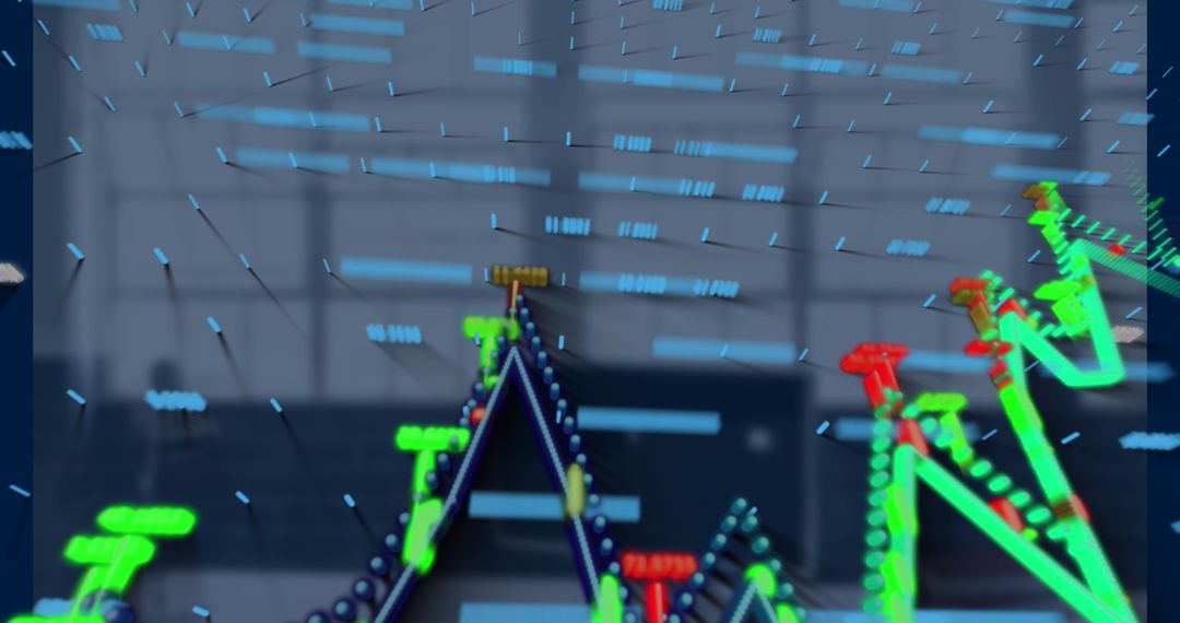 3D Holographic Graph Displaying Trend Lines in Modern Office