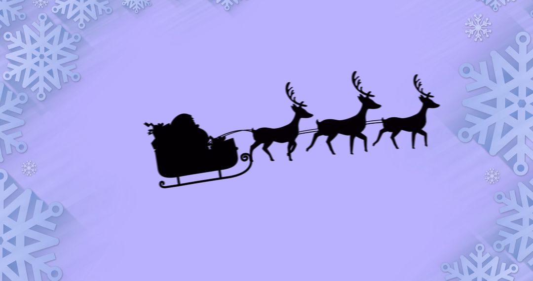 Santa Claus Silhouette with Reindeer on Purple - Free Images, Stock Photos and Pictures on Pikwizard.com