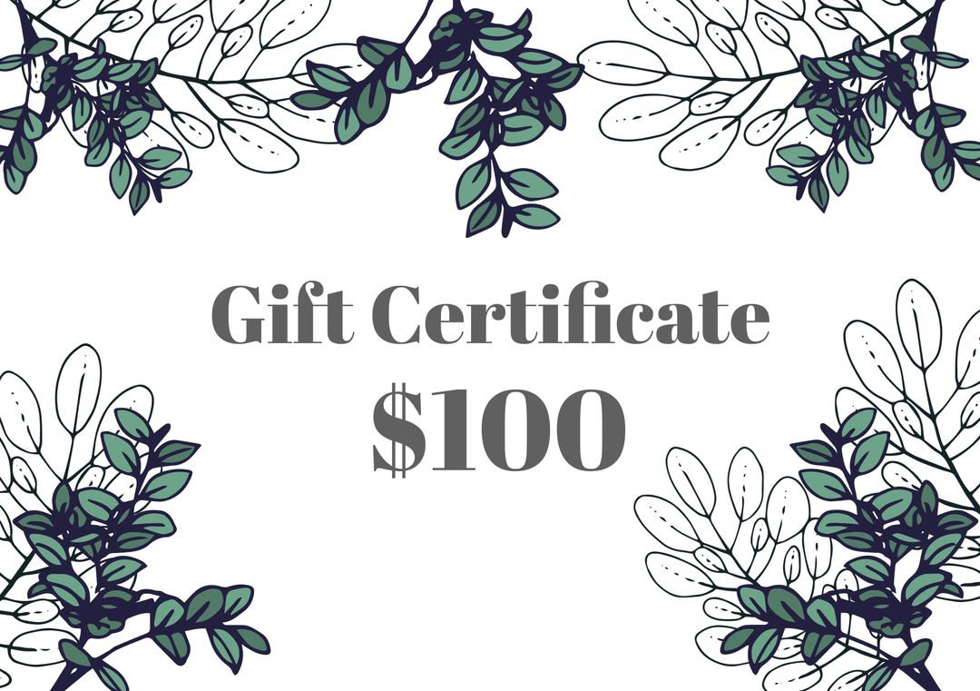 $100 Gift Certificate with Decorative Leaves on White Background - Download Free Stock Templates Pikwizard.com