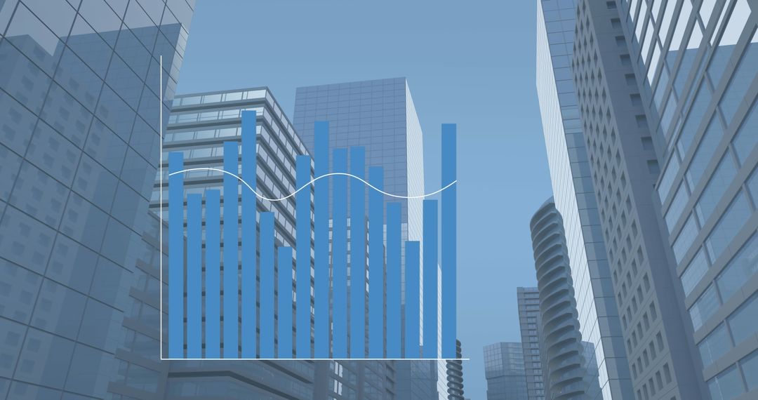 Digital Graph Overlay On Urban Office Buildings
