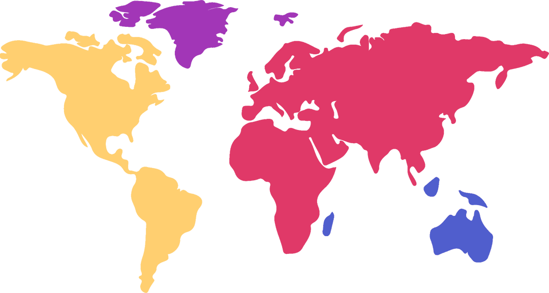 Colored Transparent World Map Illustration with Bold Borders