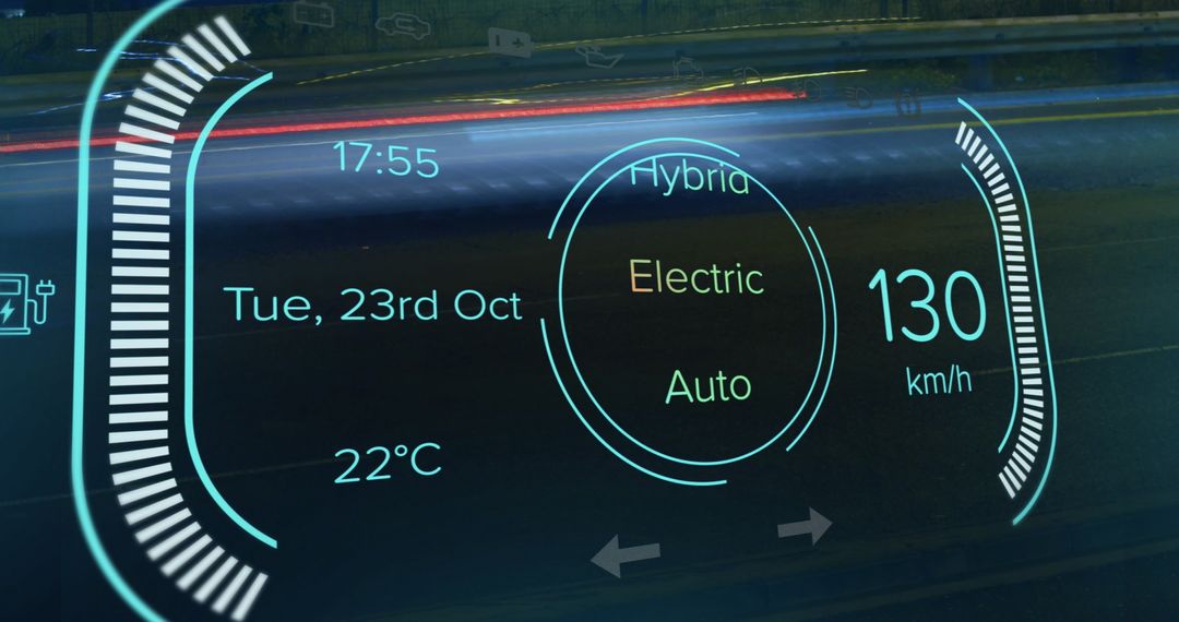 Digital Dashboard Display in Urban Night Scene