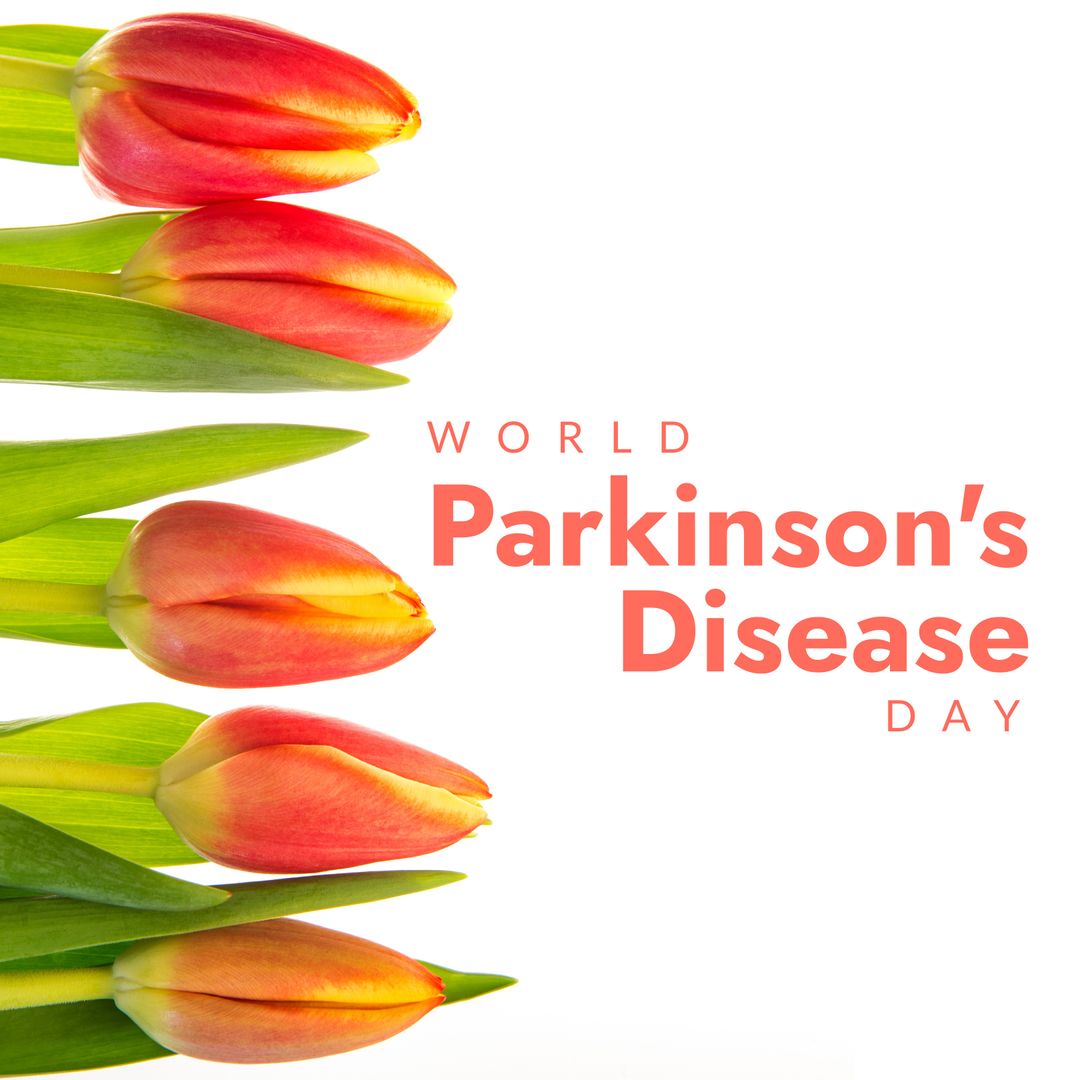 World Parkinson's Day Concept with Colorful Tulips and Text