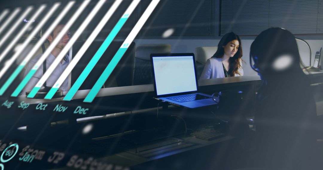 Financial Data Technology: Diverse Team Collaborates in Modern Office