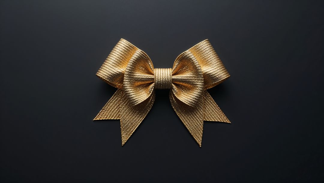 Luxurious Gold Ribbon Bow on Dark Surface for Elegant Decoration