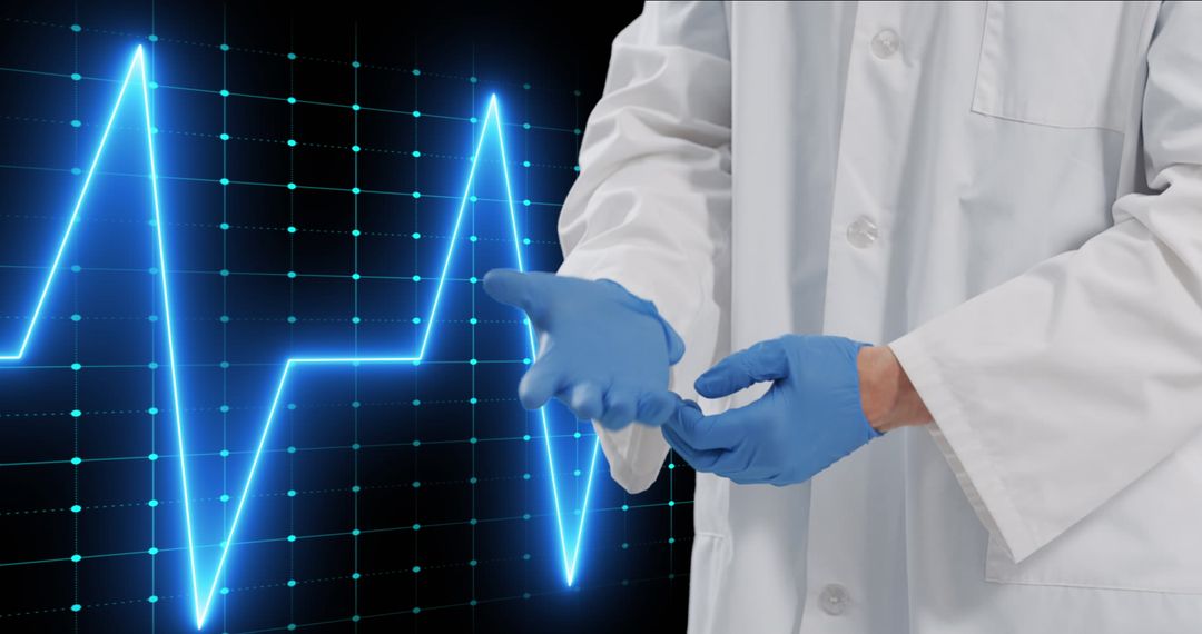Doctor Prepared with Gloves and Digital Heartbeat