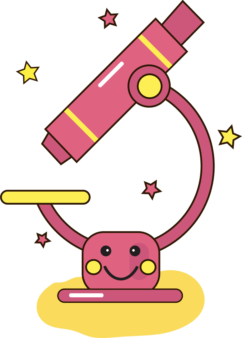 Happy Telescope with Stars on Transparent Background