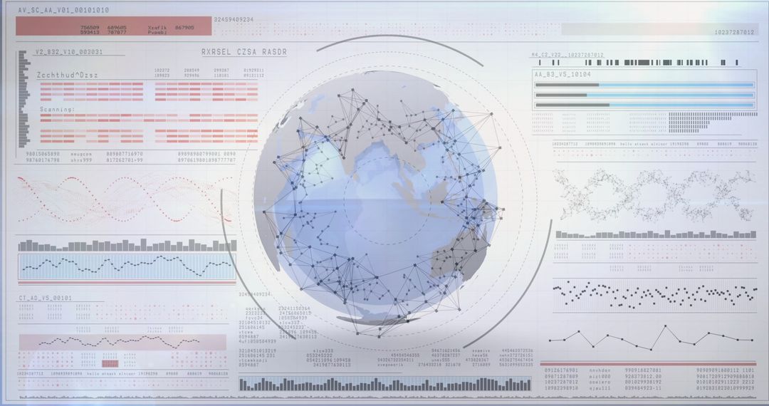 Futuristic Data Visualizations Around Earth Globe on Digital Interface
