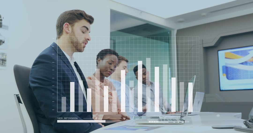 Diverse Team Analyzing Data with Modern Digital Interface