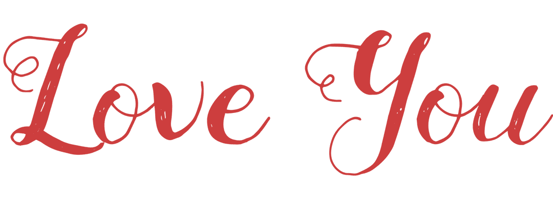 Romantic Valentine Love You Text on Transparent Background