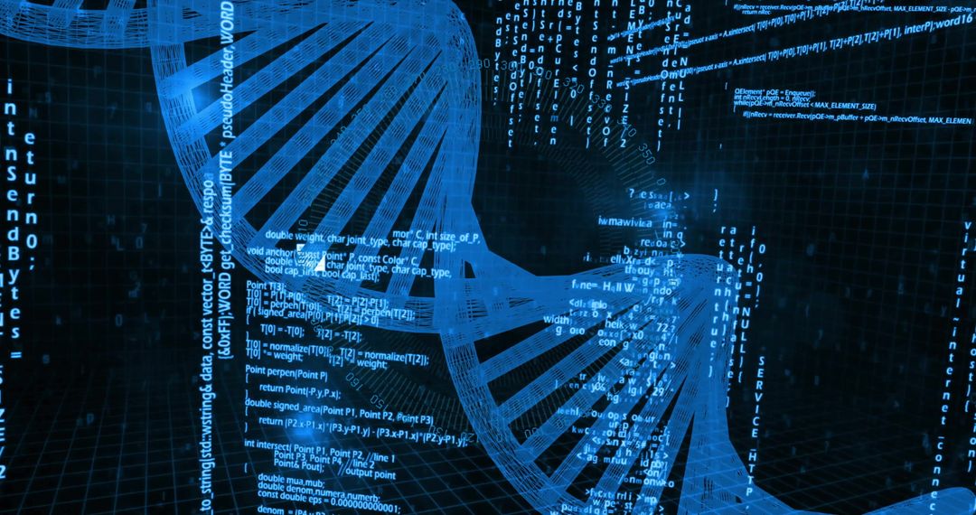 Futuristic DNA Strand with Binary Code Data Streams - Free Images, Stock Photos and Pictures on Pikwizard.com