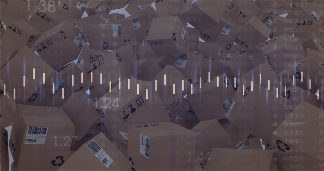 Global Shipping Data Visualization with Numerous Cardboard Boxes