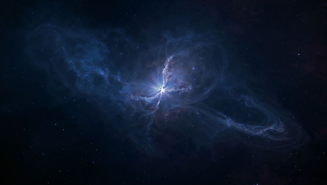 Cosmic Blue Starburst Emitting Nebula Streams and Filamentary Interstellar Glow Starfield