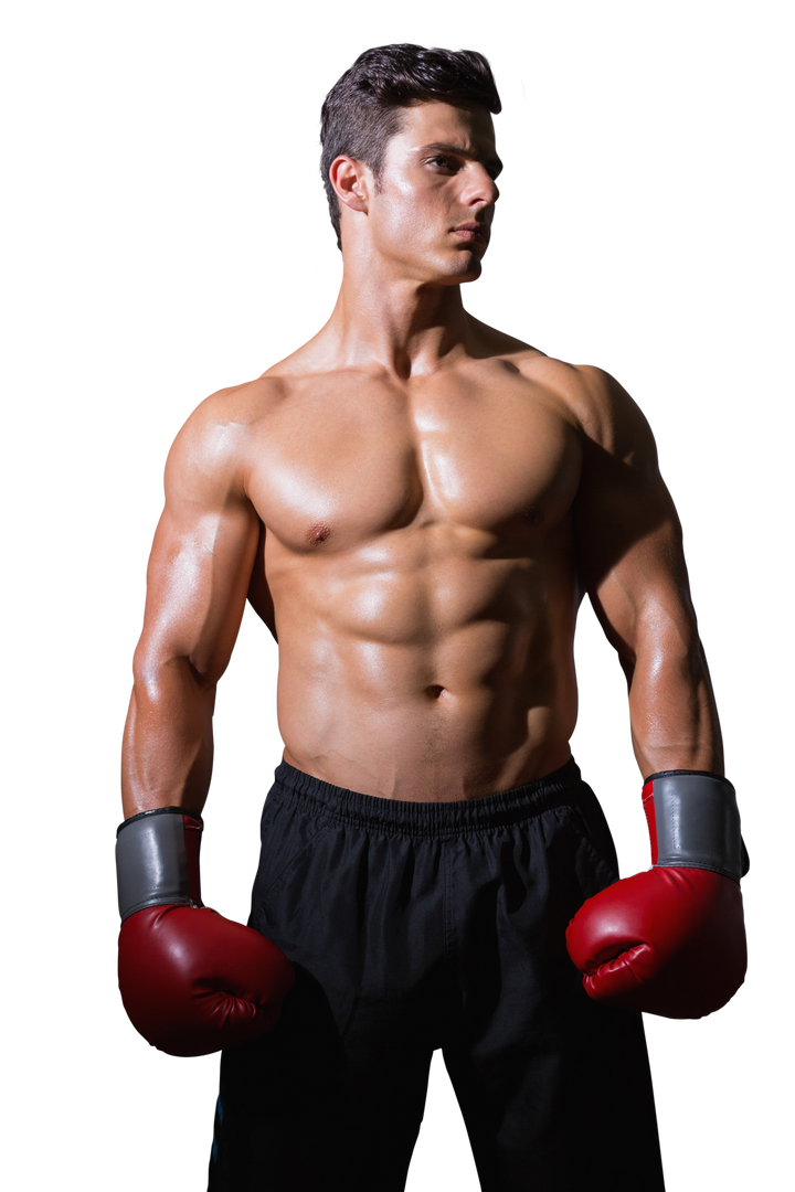 Happy Caucasian Boxer Standing with Boxing Gloves on Transparent Background - Download Free Stock Images Pikwizard.com