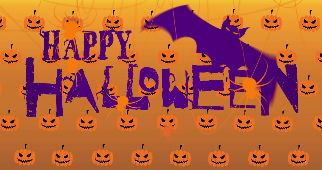 Colorful Happy Halloween Greeting Card Design with Jack-o-Lanterns