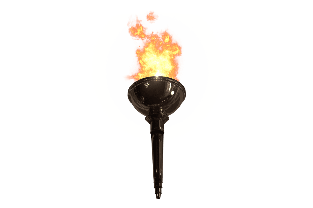 Olympic Torch with Flaming Fire on Transparent Background Illustration