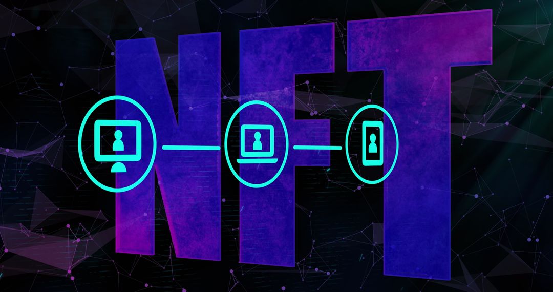 Digital NFT Network Concept with Blockchain Art Icons