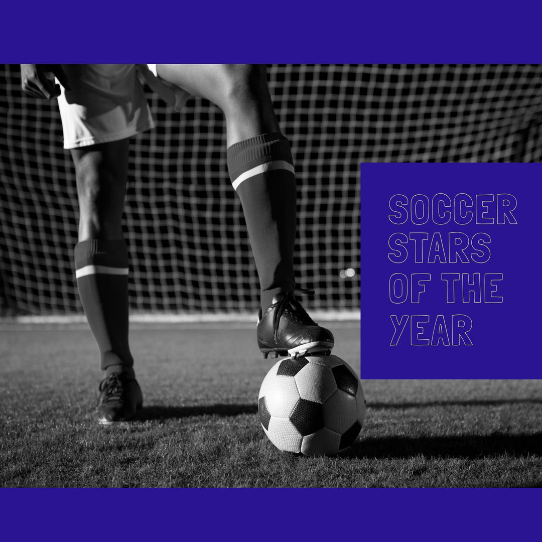 Dynamic Footballer Focus on Ball in Black and White