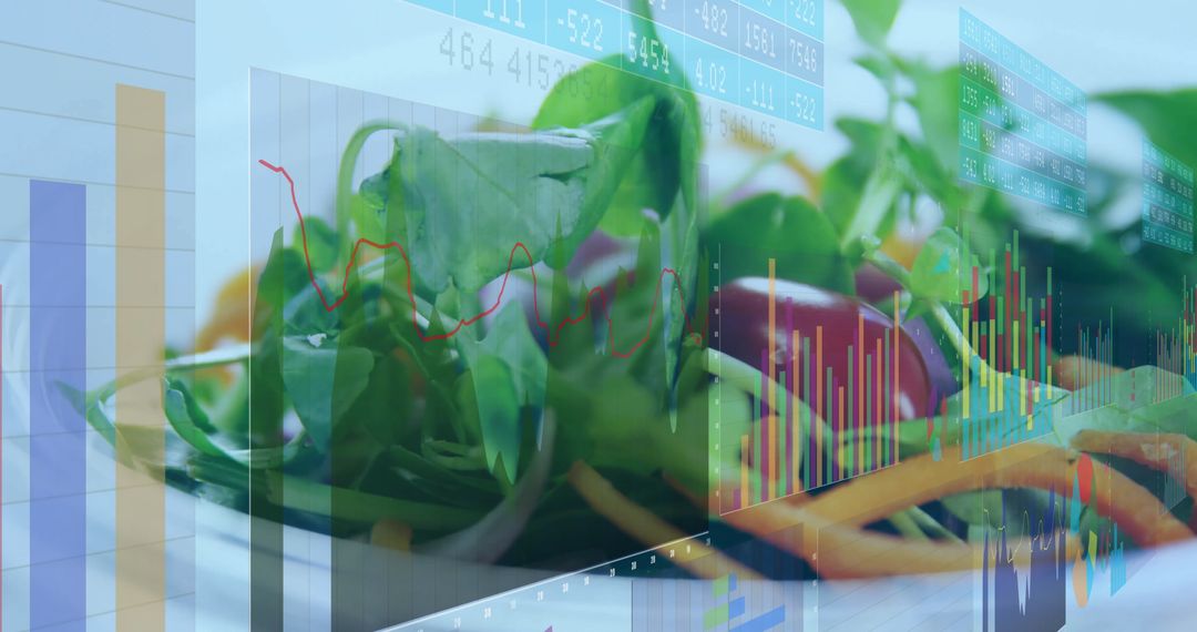 Fresh Salad and Digital Financial Overlay Combining Health and Market Data