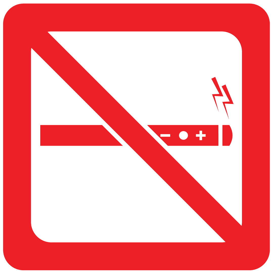 Electronic Cigarette Prohibition Warning on Transparent Background