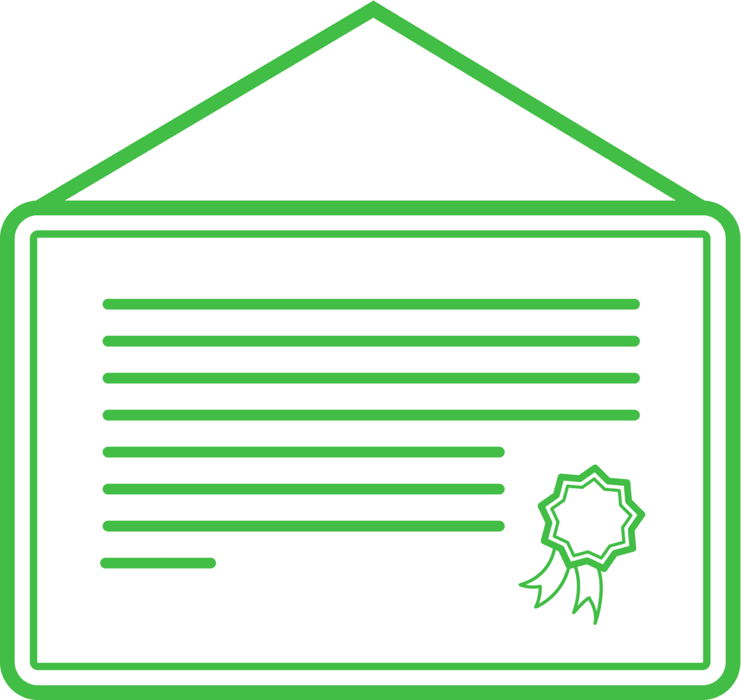 Green Diploma Icon on Transparent Background with Award Seal