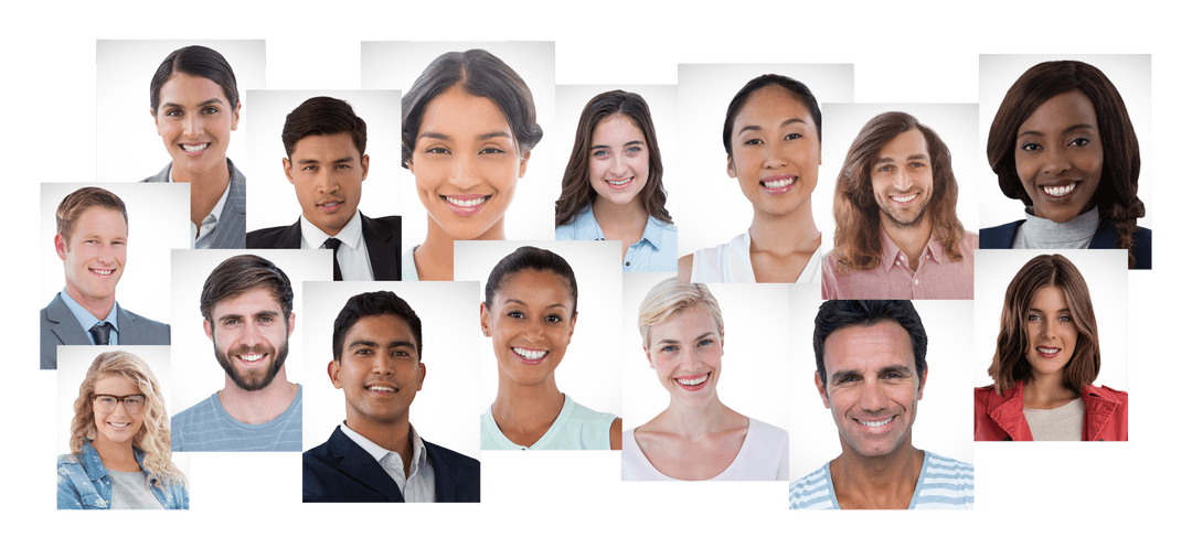 Transparent Smiling Multiethnic Diversity Concierge Collage