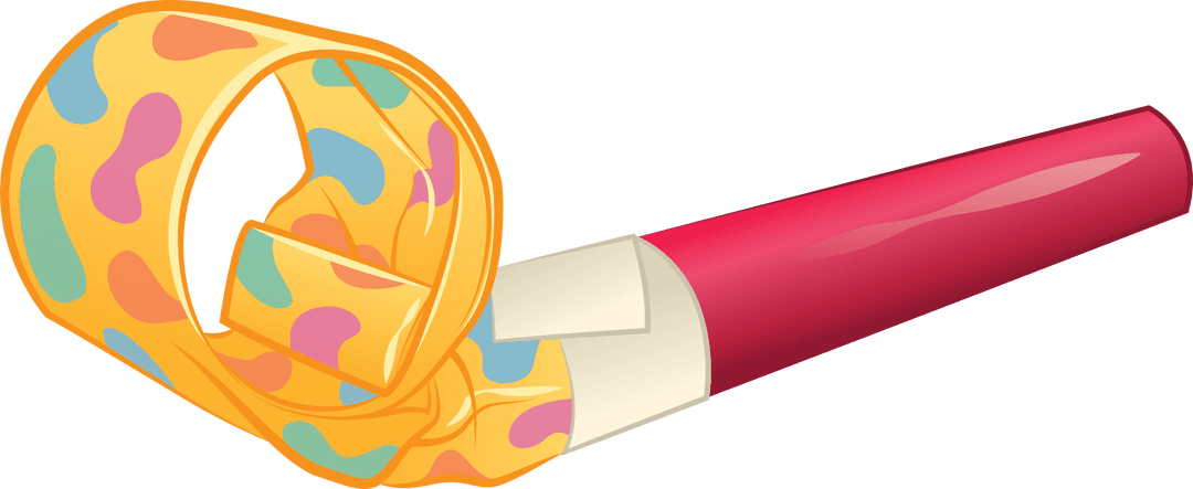 Colorful Party Blower on Transparent Background Digital Illustration