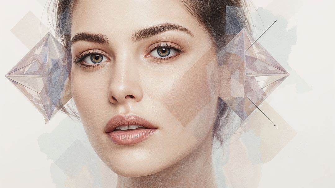 Minimalist elegant beautiful lady with prism accents and geometric art