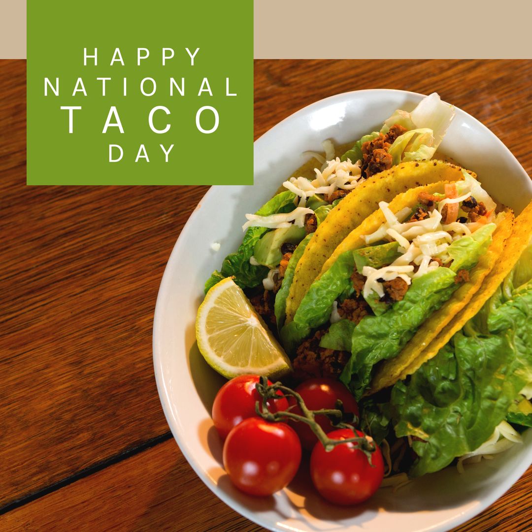 Celebrating National Taco Day with Delicious Tacos in Bowl - Download Free Stock Templates Pikwizard.com