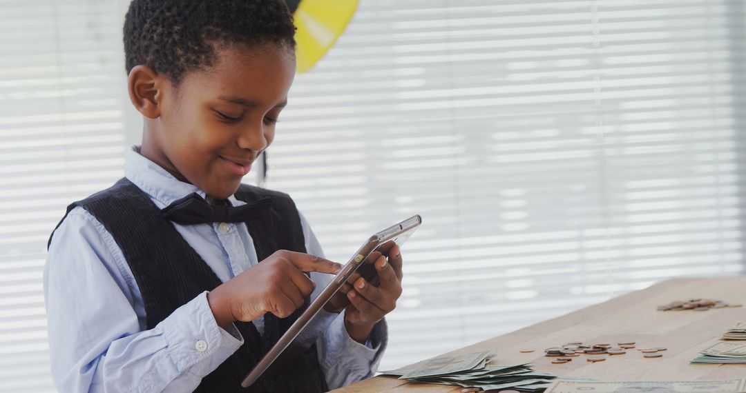 Young Business Executive Kid Using Tablet in Office